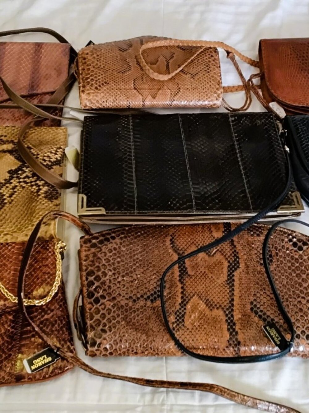 (9 ) Striking Assortment VTG 20th ,Genuine Snakeskin Exotic Leather Handbags